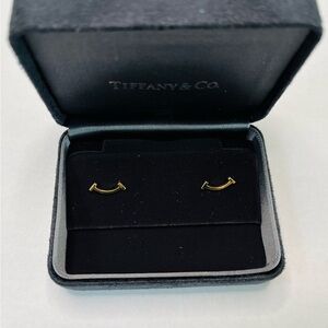 Authentic Tiffany T Smile Earrings in 18k Gold